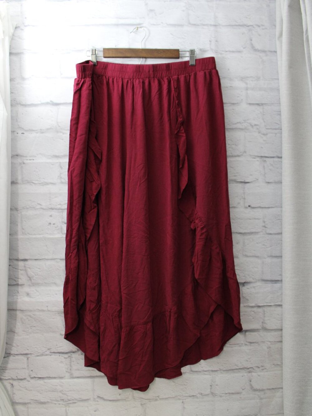 Dustty Rustty 3XL Burgundy Pull On Wide Split Wrap Leg Pants Beach Dressy Casual
